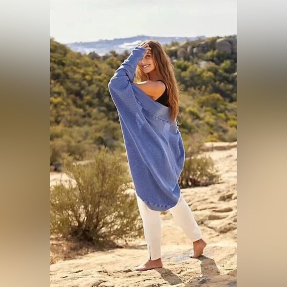 Free People FP One Deva Shrug Waffle Knit Cardigan Blur